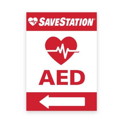 SaveStation Indoor AED Directional Sign, Left, Indoor