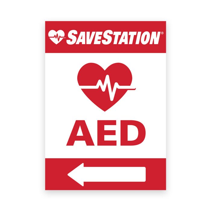 SaveStation Indoor AED Directional Sign, Left, Indoor